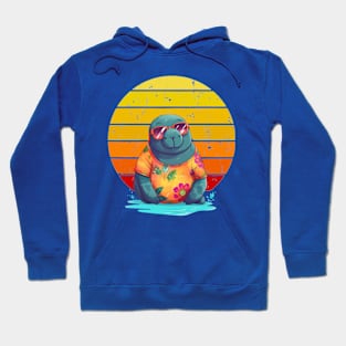 manatee hawaiian retro Hoodie